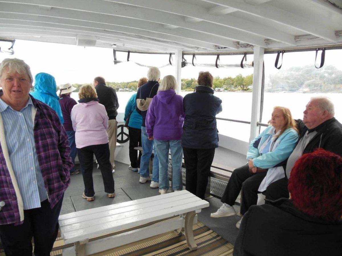 a group of people standing in a room