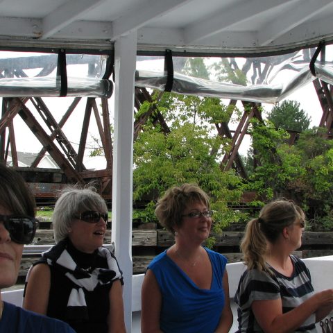 a group of people standing in front of a building