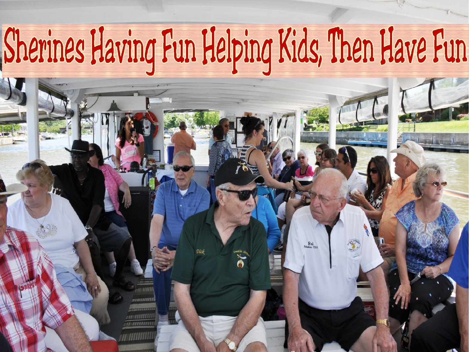 a group of people standing in front of a crowd