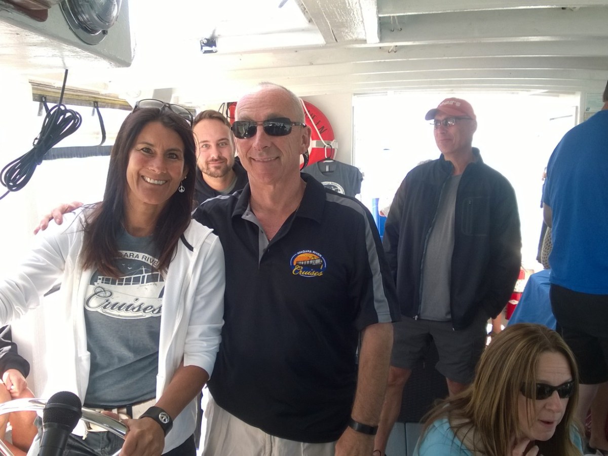 a group of people standing in a room