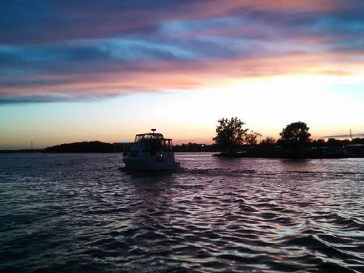 a boat in a large body of water