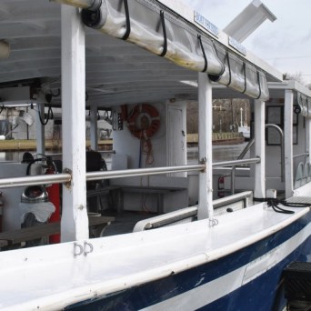 a boat sitting on top of a building