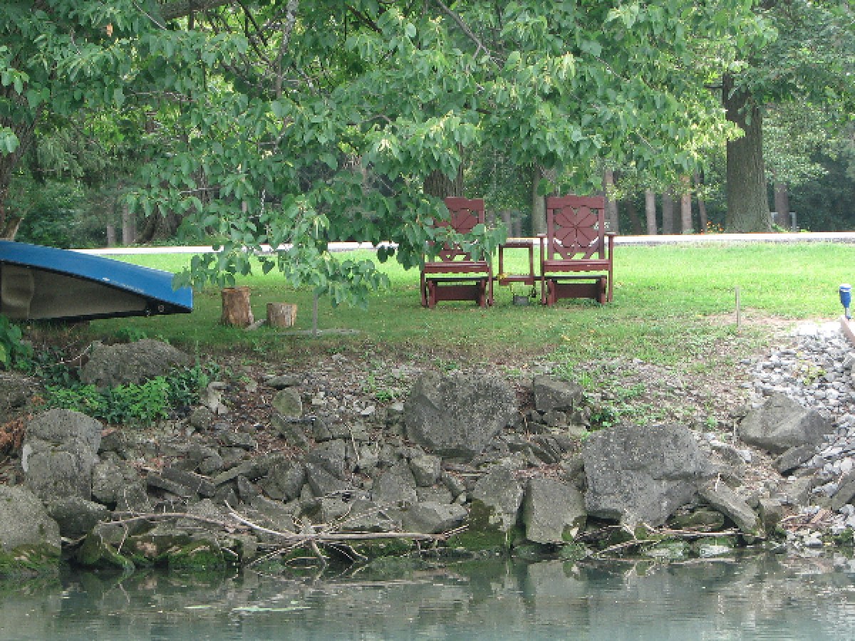 water next to the rock