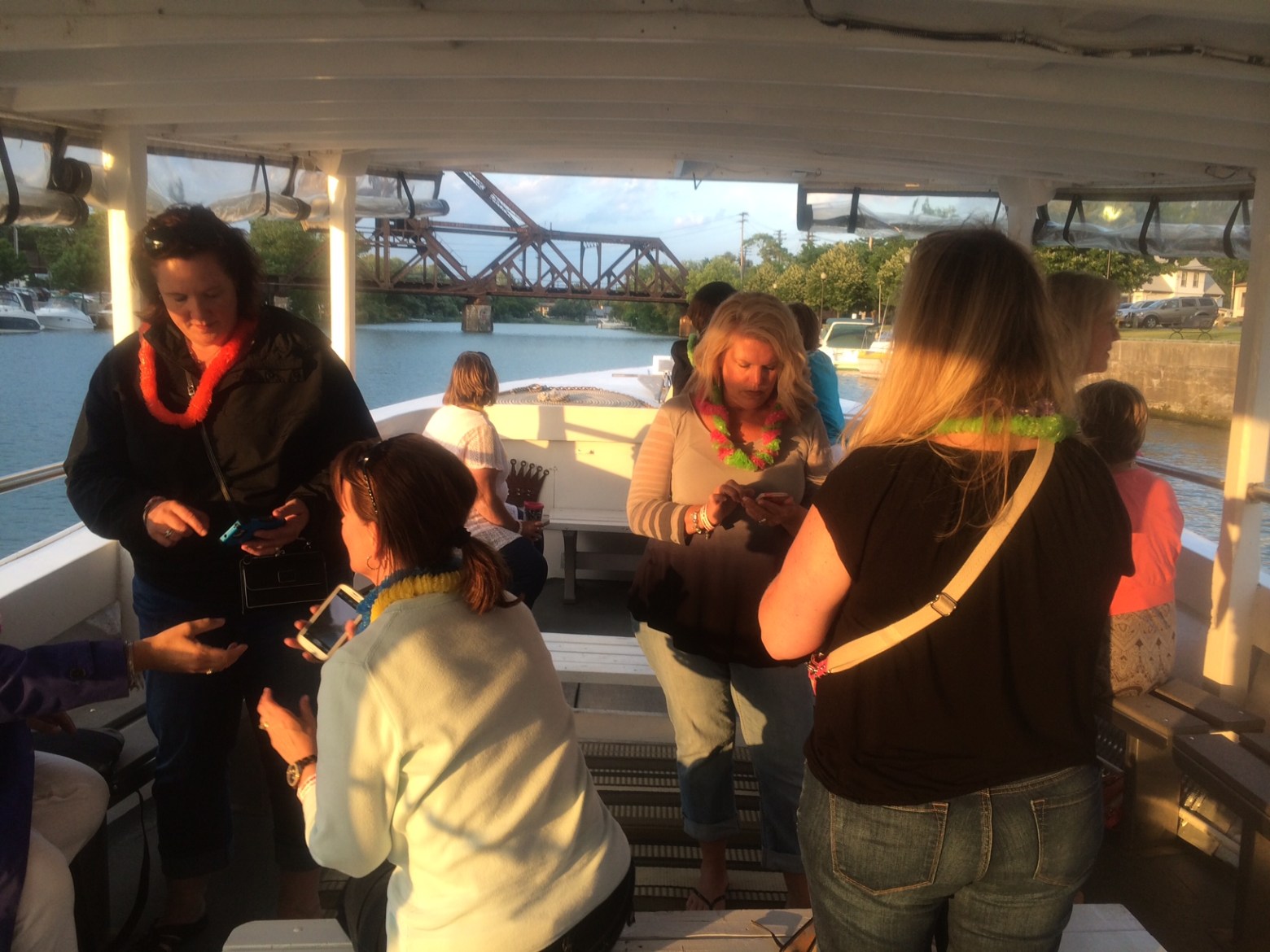 a group of people standing in a room