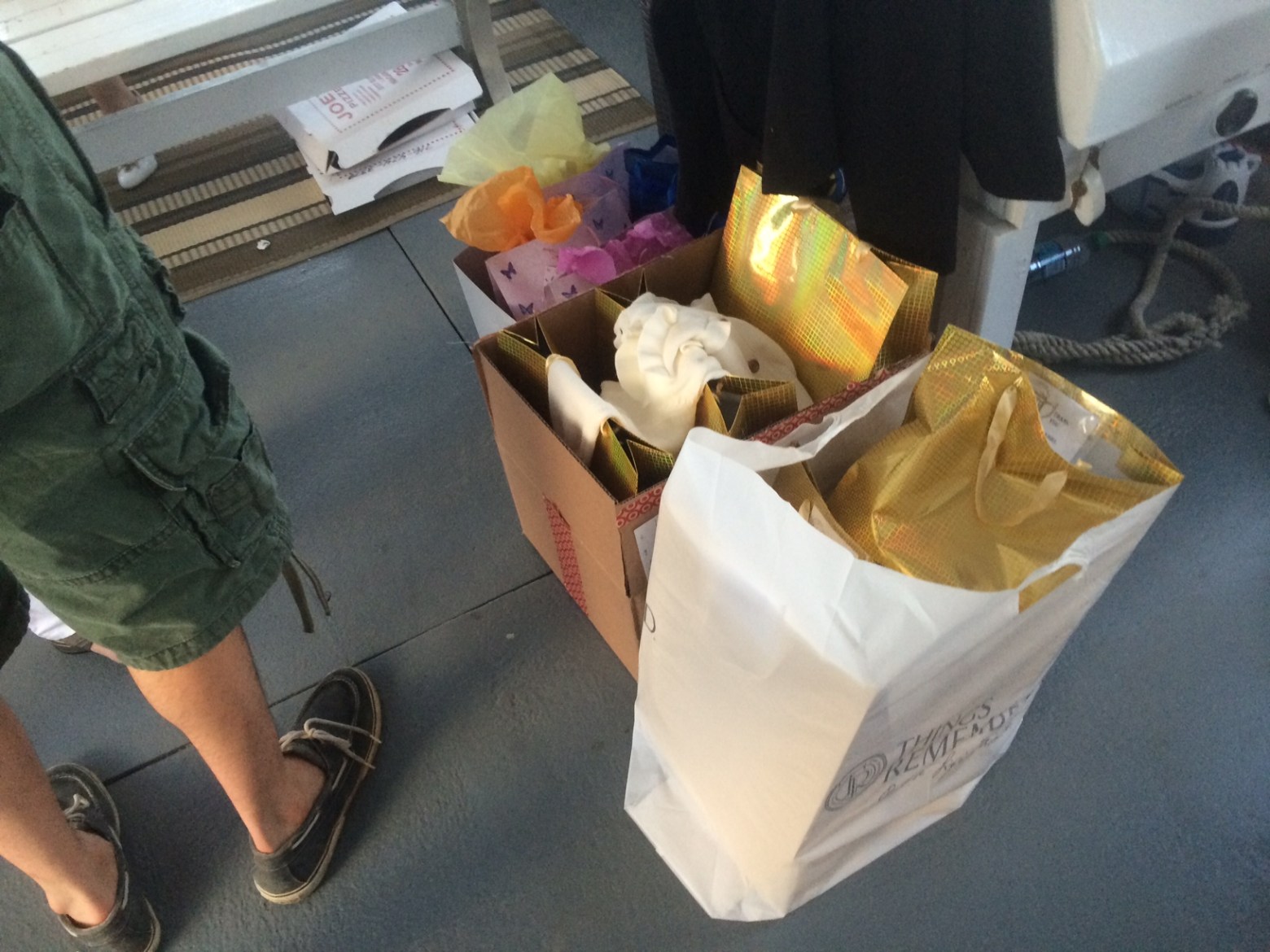 a person sitting in a box