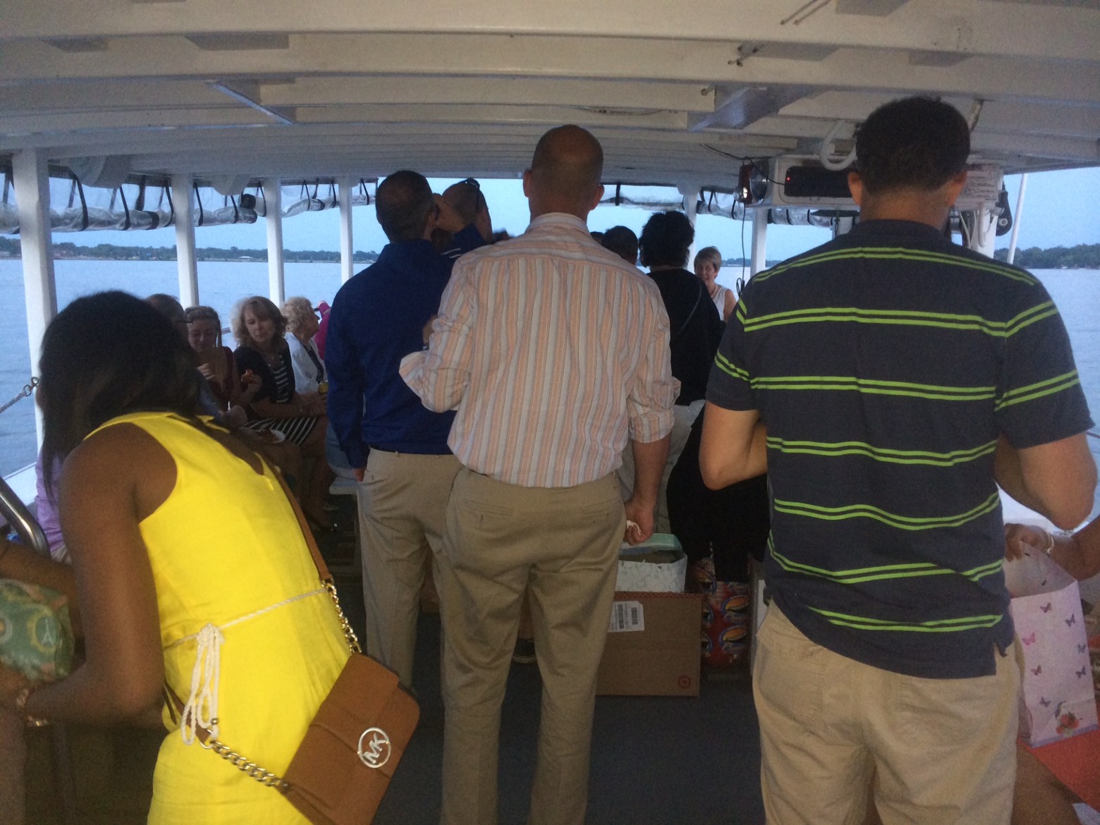 a group of people standing in a room