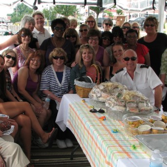 a group of people sitting at a table