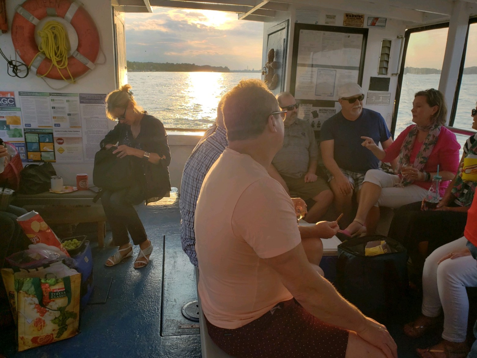 a group of people standing in a room